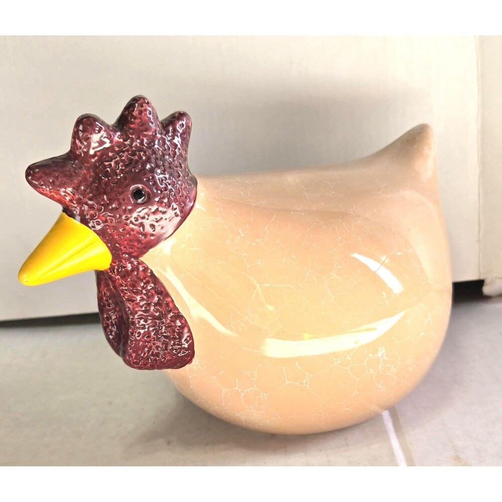 Vintage CBK Ltd Style Chubby Ceramic Hen Chicken Figurine Crackle Glaze 8"